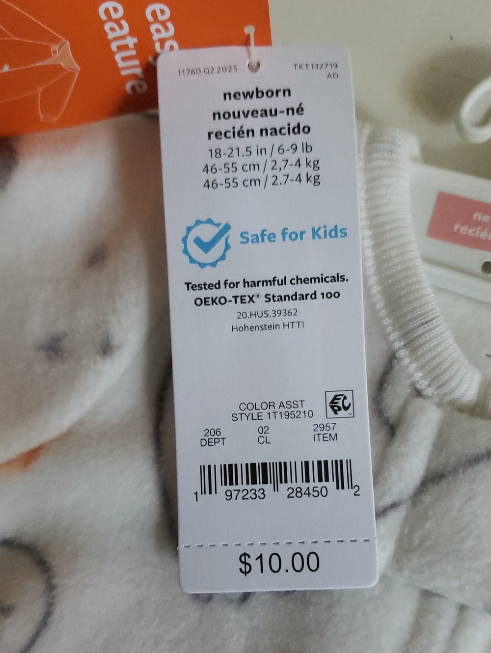 NWT Carter's Newborn Just One You Halloween Ghost Pumpkin Fleece Footie Sleeper - Picture 3 of 5